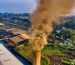 Aerial photograph showcasing air pollution from a factory in Jakarta, Indonesia.