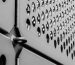 Close-up of a perforated metal structure in Boise, ID, showcasing geometric patterns.